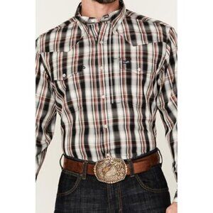 Wrangler Men's XL Long Sleeve Performance Classic Fit Plaid Snap Shirt Black/Red